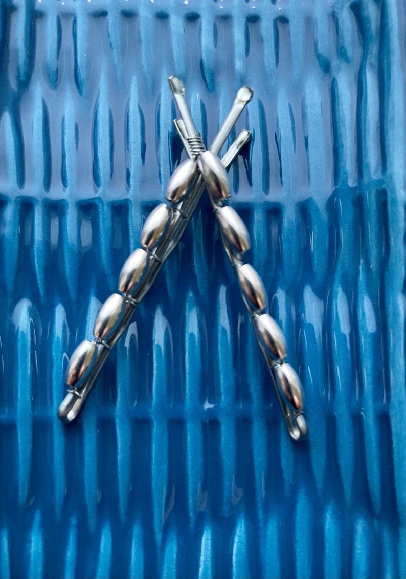 Silver Beaded Bobbypins Set of 4 Etsy