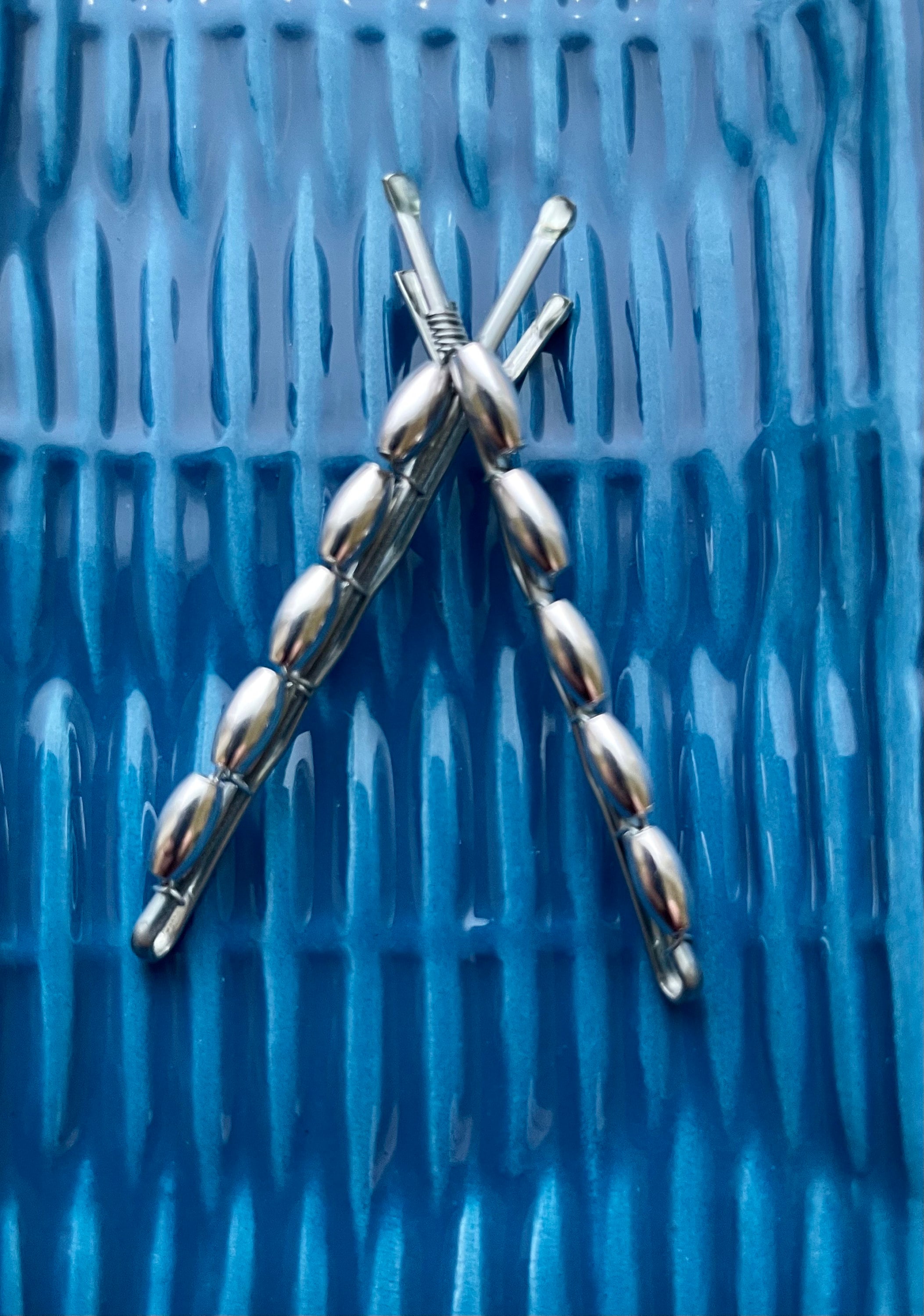 Silver Beaded Bobbypins Set of 4 Etsy