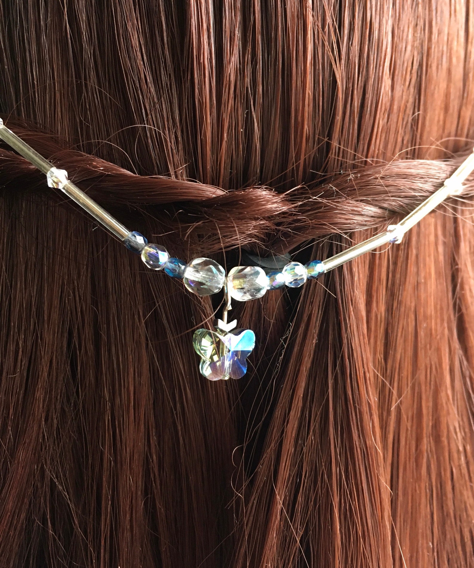 Crystal Blue Butterfly Hair Piece Etsy