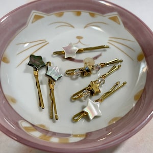 Oh My Stars Bobby-pins. Gold or Silver and Shell Star Mini Hair Pin Set. Mini BobbyPins are 1.3 inch