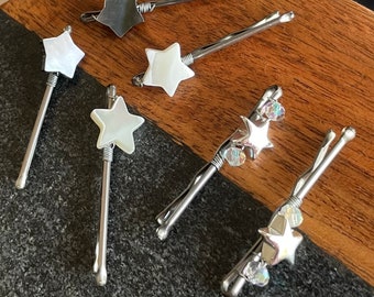 Oh My Stars Bobby-pins. Gold and Shell Star Mini Hair Pin Set