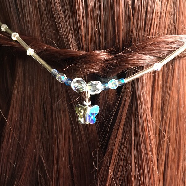 Crystal Blue Butterfly Hair Piece