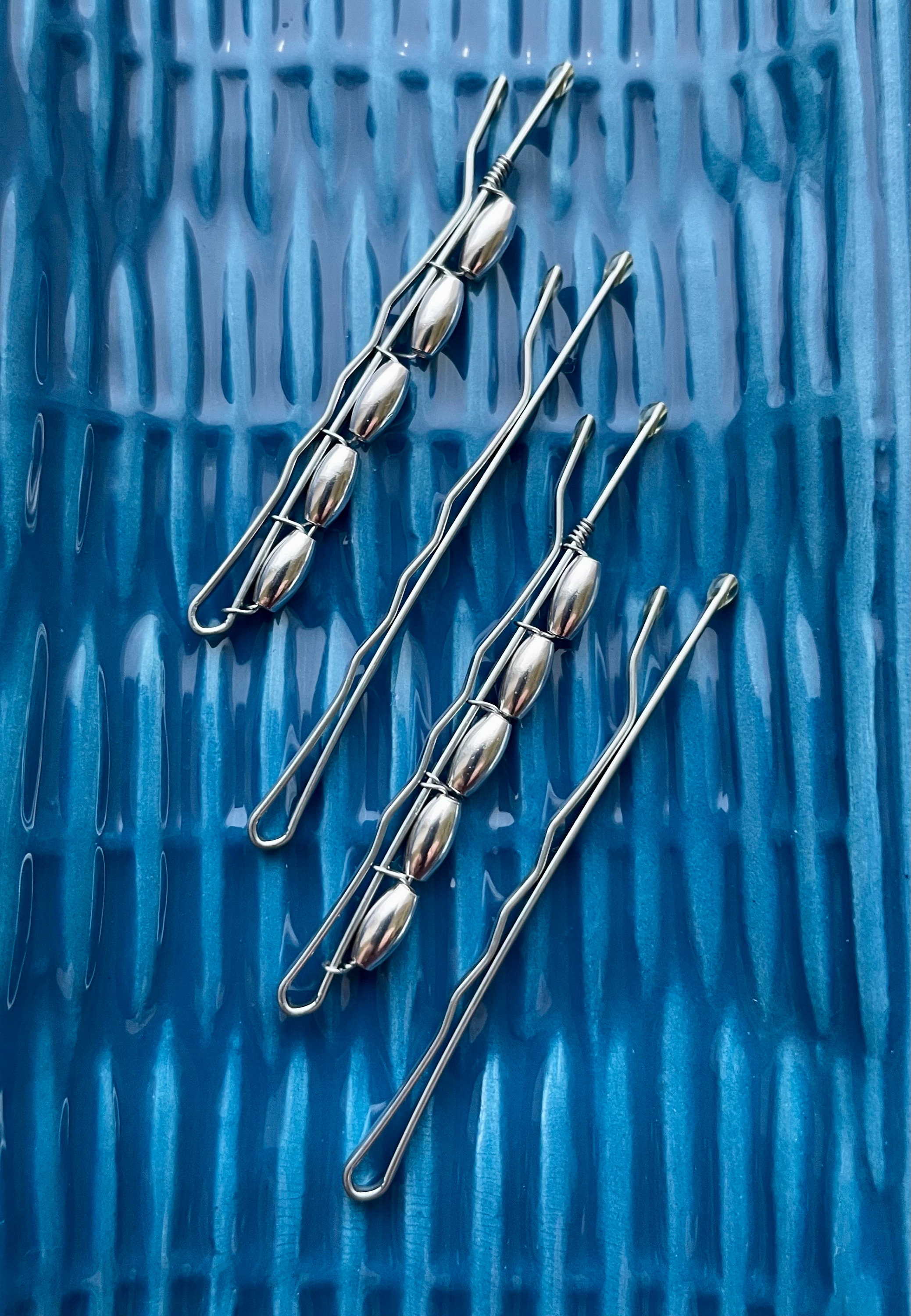 Vintage Sterling Silver Hair Pin Heart with Swirl Scroll Filigree Bobby Hairpin Pair of Sterling Silver Bobby Pins — Pamela M. Clifton main image 2