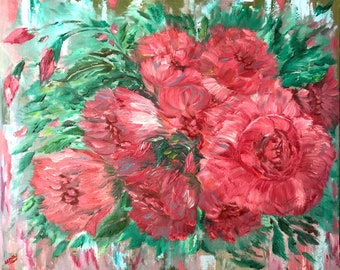 Rosa Blumen Malerei Etsy