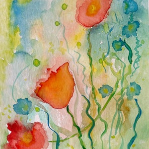 Aquarellbild Mohnblume | Blumenmalerei | Wanddekoration Kunst | Handgemaltes Unikat | Original Aquarell | Naturkunst | Geschenkidee
