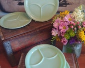 Set of Four Fire-King Jadeite Grill Plates Restaurant Ware Divided Plates w Thumb Tab Authentic Vintage