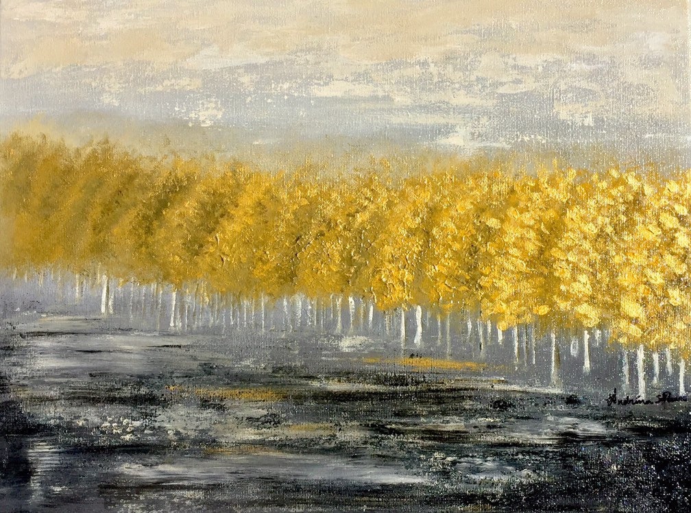 Original golden tree forest painting Gold canvas abstract Etsy