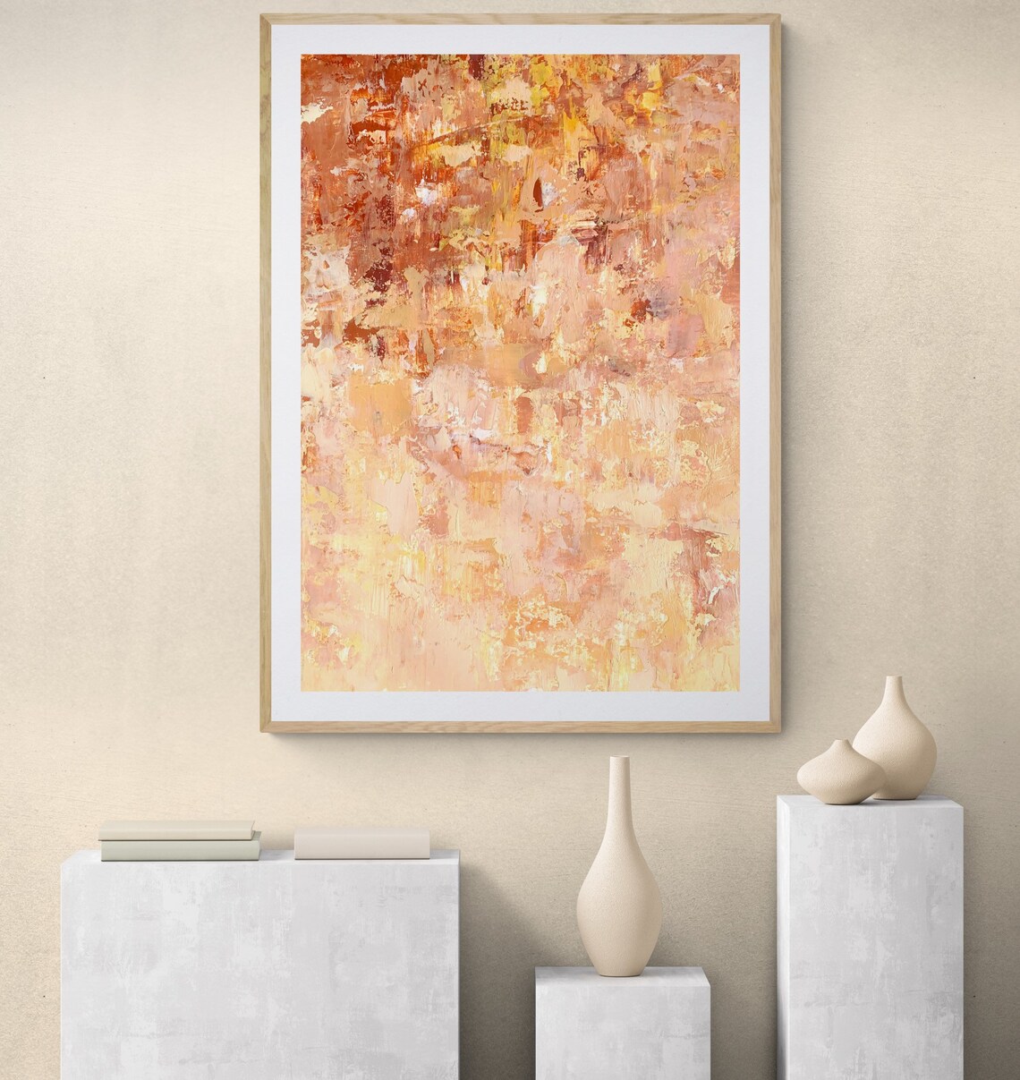 Original Abstract Painting, Neutral Colour, Wall Art, Brown Yellow