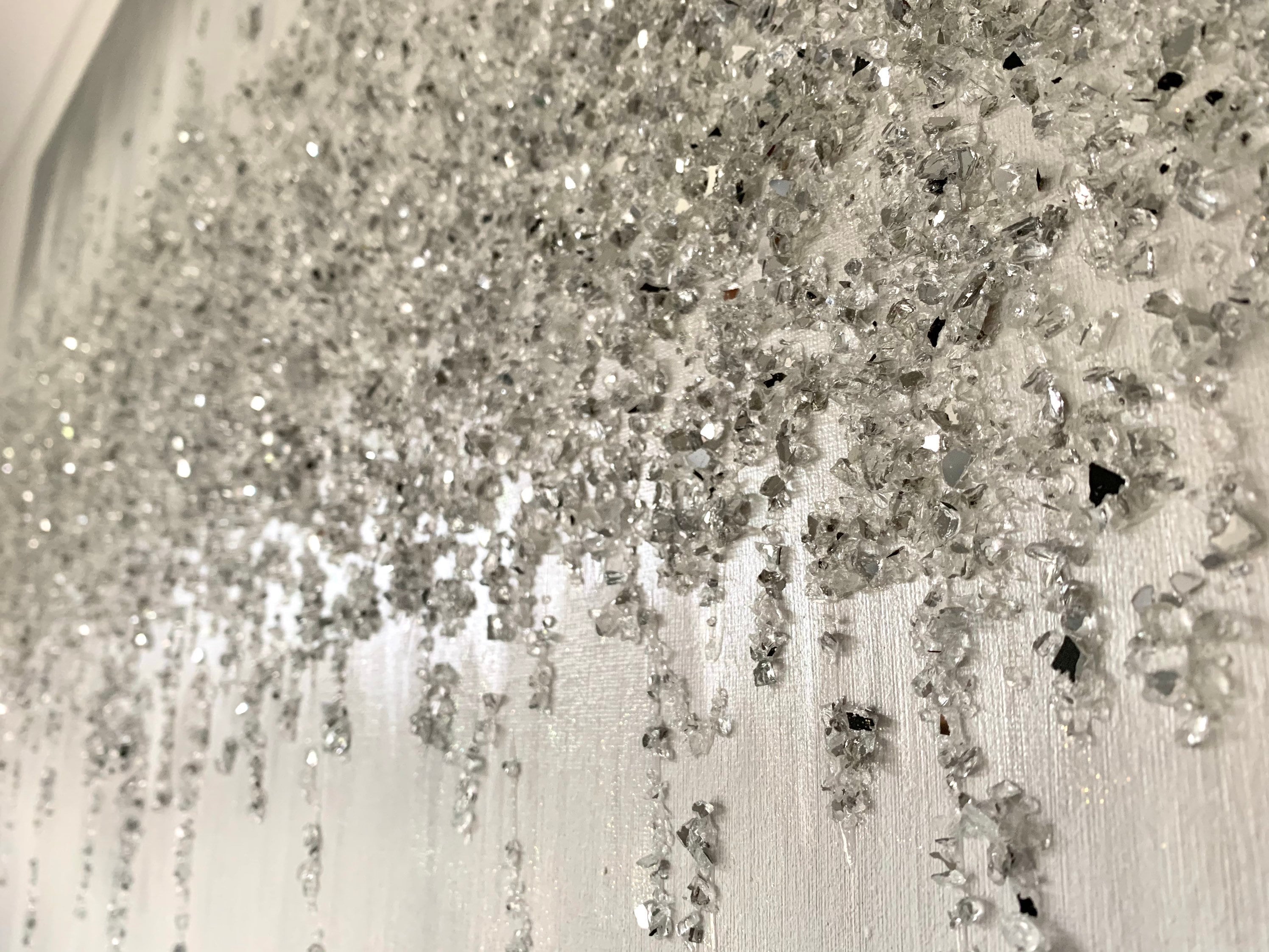 Large Grey Sliver White Abstract Silver Grey Glitter Wall Etsy