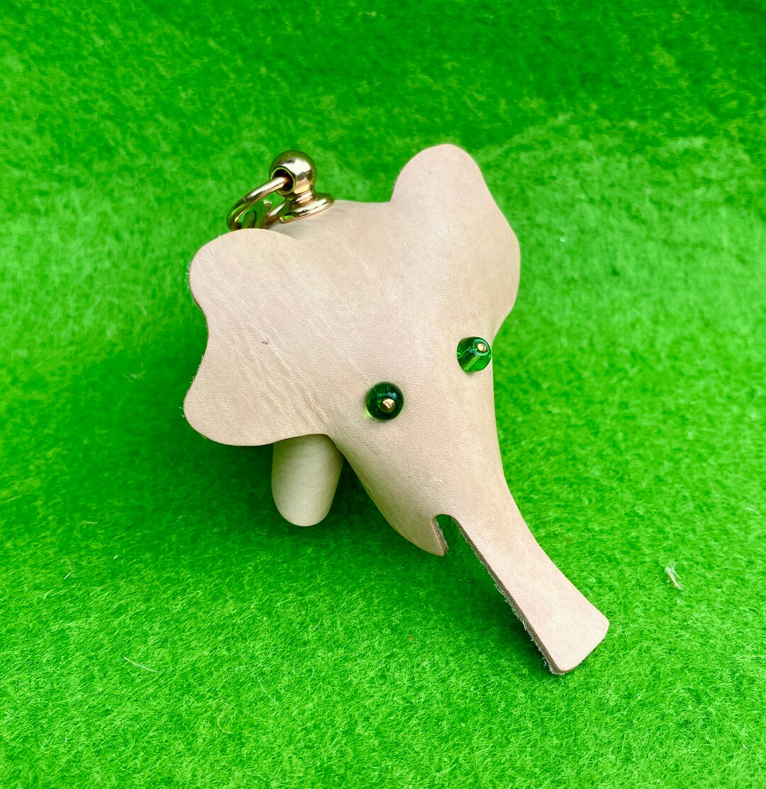 Vintage Recycled Leather Elephant Keyring Bag Charm Handcrafted ...