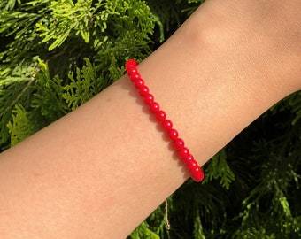 Armband rood koraal, echte koraalkraal, verstelbare armband, sierlijke armband natuurlijk koraal