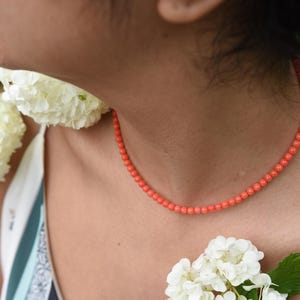 Coral Necklace, Pink Coral Choker Necklace, Gold Natural Coral, Bold Orange Bead, Dainty Raw Coral Necklace, Candy Light pink Coral Jewelry