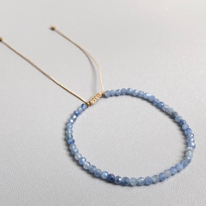 Faceted Kyanite Beaded Bracelet: Adjustable Gemstone Jewelry