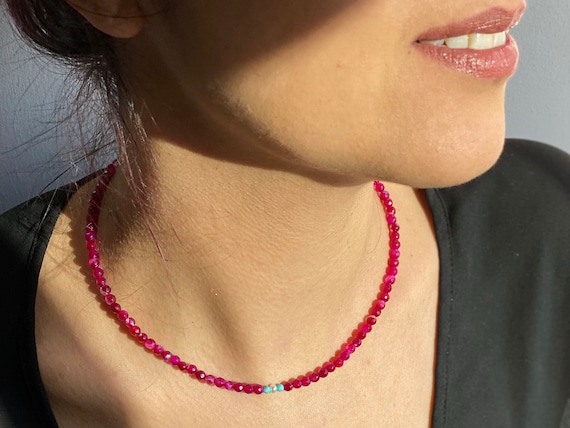 Pink crystal choker deals necklace