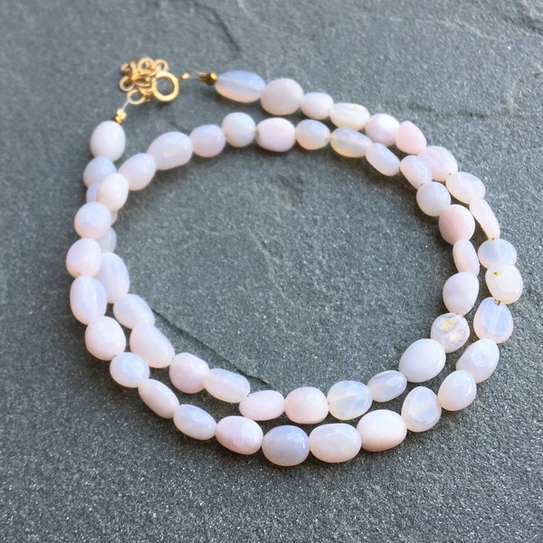 Pink Opal Beaded Necklace, Opal Choker, Opal Layering Necklace, Pink Crystal Necklace, Gift for Her, October Birthstone, Gift for Mom