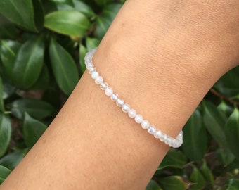 Maansteenarmband, echte maansteenkraal, verstelbare sprankelende edelsteenkristalarmband, natuurlijke witte juni-geboortesteen, cadeau voor haar