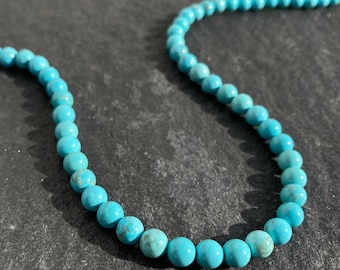 Turkoois kralenketting, blauw turkoois choker, klassieke blauwe edelsteenketting, verstelbare gold filled sluiting, cadeau voor vrouwen