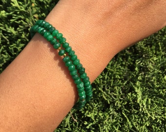 Jade Bracelet, Green Jade Bracelet, Small Green Gemstone, Green Beaded Bracelet, Dainty Jade Bracelet, Adjustable String Bracelet