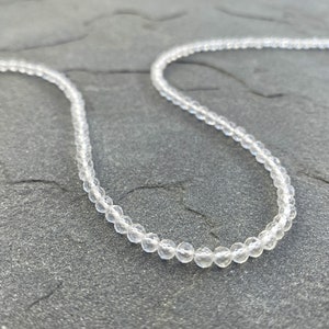 Clear Quartz Choker Necklace, Crystal Beaded Choker, Clear Quartz Crystal Necklace, April Birthstone, Layering Necklace, Gift for Her