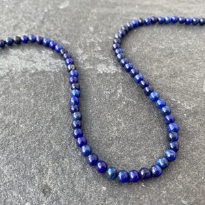 Lapiz Lazuli Beaded Necklace, Lapiz Lazuli Choker, Layering Necklace, 4mm Round Lapis Lazuli Bead, Azuli Necklace, Dark Blue Jewelry, Gift