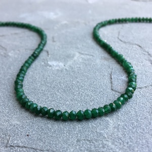 Green Jade Choker, Jade Beaded Necklace, Green Gemstone Choker, Basic Necklace, Gold Filled, Dainty Jade Necklace, Layering Necklace