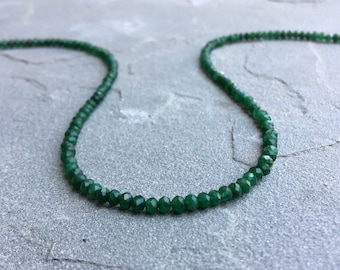 Green Jade Beaded Choker: 14K Gold Filled Gemstone Necklace