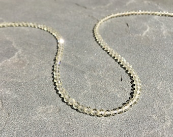 Yellow Topaz Beaded Necklace: Faceted Genuine Crystal Choker,  Gold-Filled November Birthstone