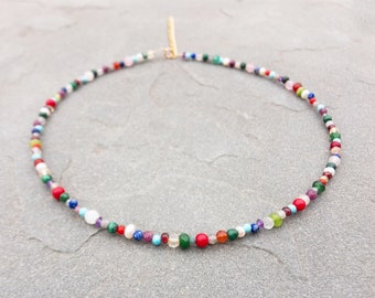 Rainbow Seven Chakra Necklace, Multi Color 7 Chakra Crystal Necklace, Colorful Beaded Necklace, Multi Color Crystal Choker, Chakra Jewelry