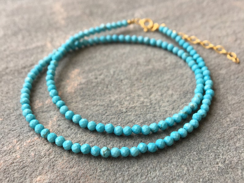 Turquoise Choker Turquoise Beaded Necklace December - Etsy
