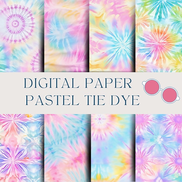 Pastel Tie Dye Digital Paper Seamless Prints Tie Dye Festival Digital Paper - Pastels Background - Hippie Pastel Colorful Tie Dye Pattern