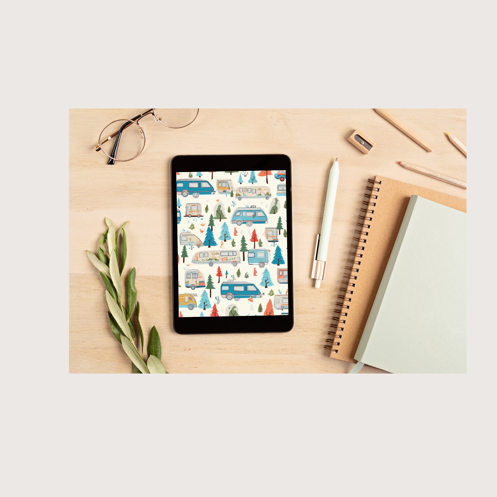 Lets Go Camping Digital Seamless Pattern Camping Fun Outdoors Digital ...