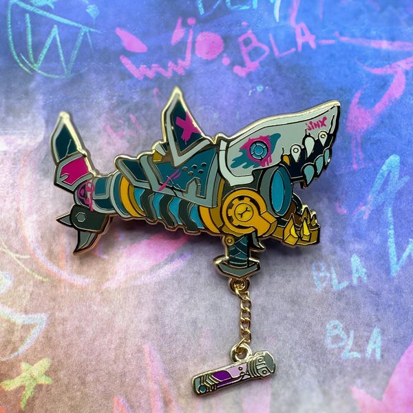 Pin de esmalte duro "Cohete de Espinas de Pescado" de Jinx / Arcano / League of Legends / Pin de Cadena / Videojuego / Jinx / Piltover / Temporada 2