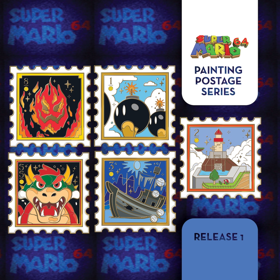 Super Mario 64 Painting Stamps Hard Enamel Pins Nostalgia Video Games