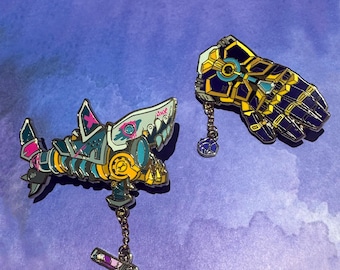 Jinx's Rocket & Vi's Knuckles Hard Enamel Pin | BACK ORDER |  Arcane | League of Legends | Chain Pin | Video Game | Jinx | Season 2