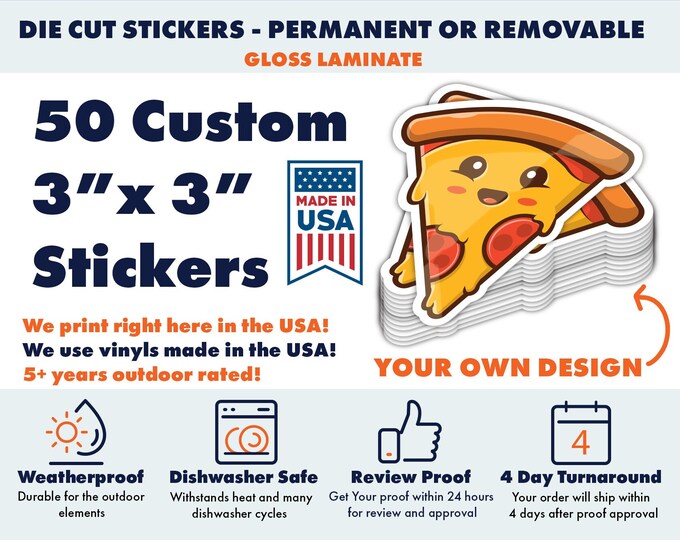 3 Inch Custom Vinyl Stickers Decals Printed With Your Own Design on ...