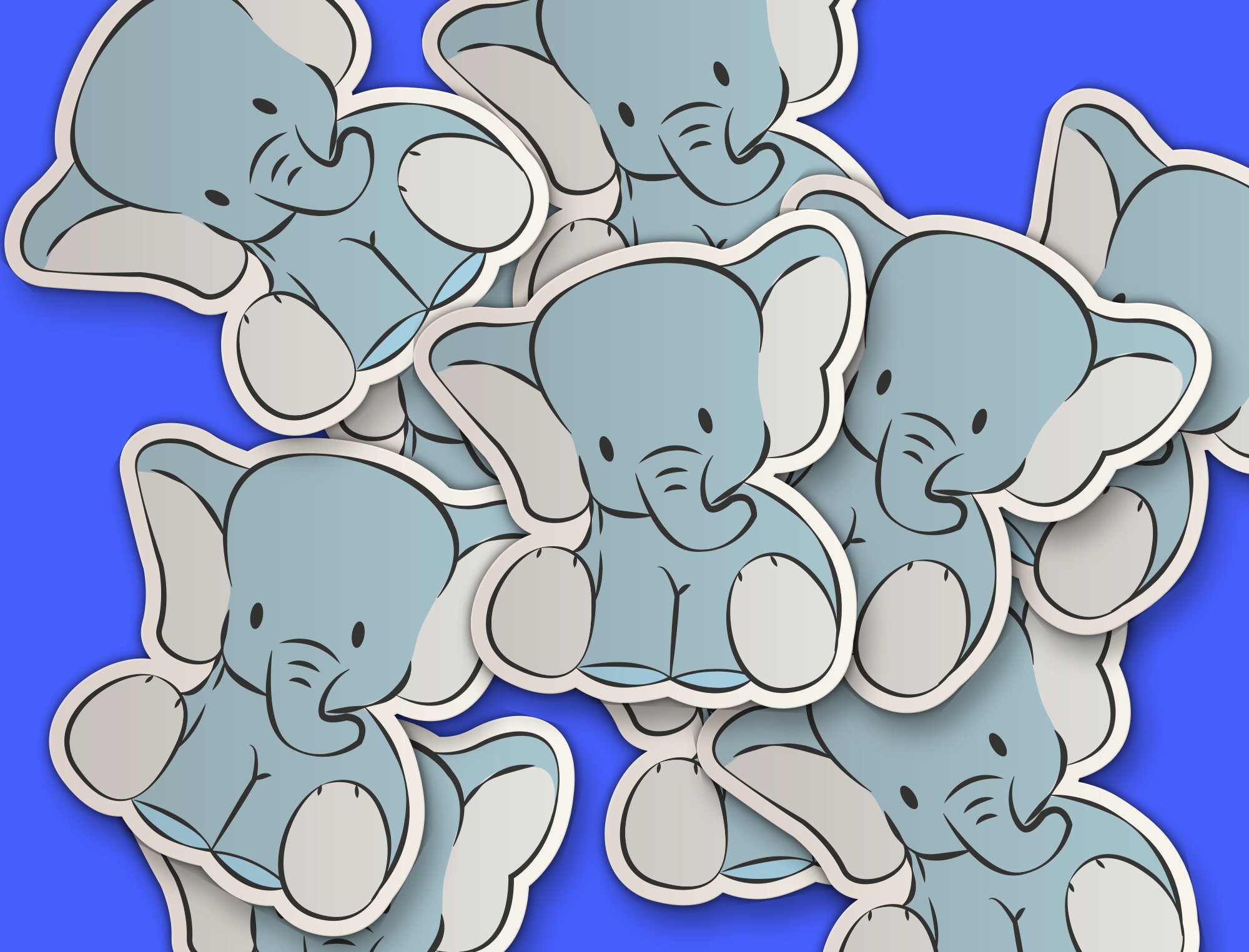 Baby Elephant Vinyl Sticker Embossed Ink Option Cute Stickers Etsy