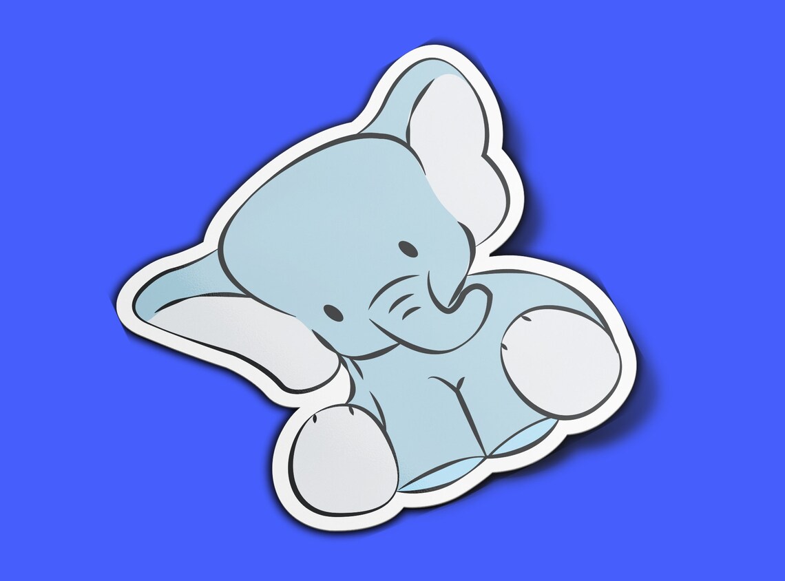 Baby Elephant Vinyl Sticker Embossed Ink Option Cute Stickers Etsy