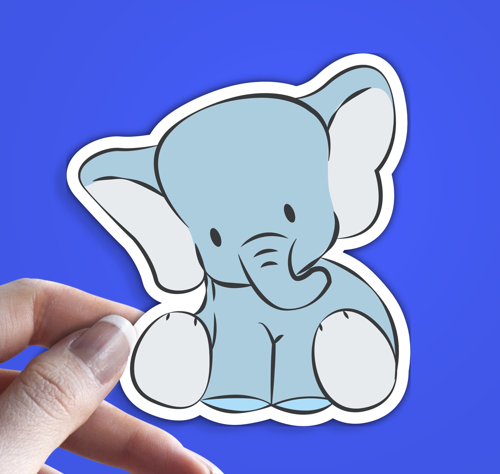 Baby Elephant Vinyl Sticker Embossed Ink Option Cute Stickers Etsy