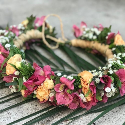 Sunset Lei Po'o Fresh Flower Crown Etsy