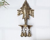 Brass Ganesha Wall Hanging Deepak With Bells