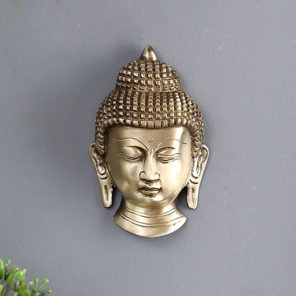 Buddha Face Brass Wall Hanging, Brass Wall Hanging, Wall Hanging Decor, Buddha Statue, Buddha Decor