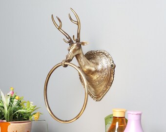 Towel Hanger for Bathroom, Royal Stag Design Brass Towel Hanger, Towel Hanger for Kitchen, Towel Hanger
