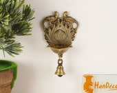 Ethnic Design Twin Peacock with Bell Brass Wall Hanging Diya, Home Decor, Decorations, Indian Art, Brass Oil Lamp