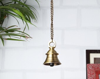 Brass Hanging Bell with Chain Home D\u00e9cor Decorative bell with brass chain temple bellIndian antiques Indian handicraft brass decor