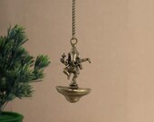 Dancing Ganesha Brass Oil Hanging Diya, Home Decor, Oil Diya Lamp, Handmade Lamp, Indian Decor Diya, Brass Oil Lamp, Diya for Home Decor