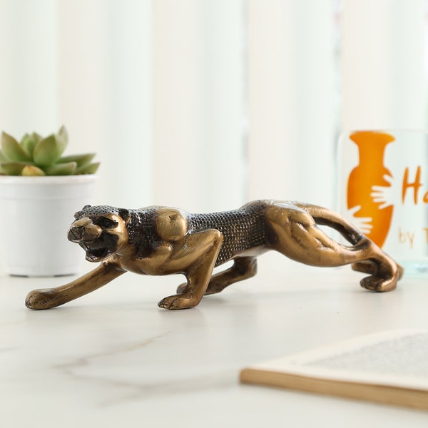 Luxurious Jaguar Collectible Brass Showpiece, Showpieces for Home Decor, Brass Home Decor