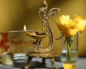 Brass Curved Peacock Design Diya, Indian Decor Diya, Brass Oil Lamp, Diya for Home Decor