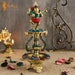 Dancing Ganesha Brass Oil Diya with Base, Gemstone Finished, Home Decor, Brass Oil Diya Lamp, Handmade Lamp, Indian Diya, Indian Homeware 