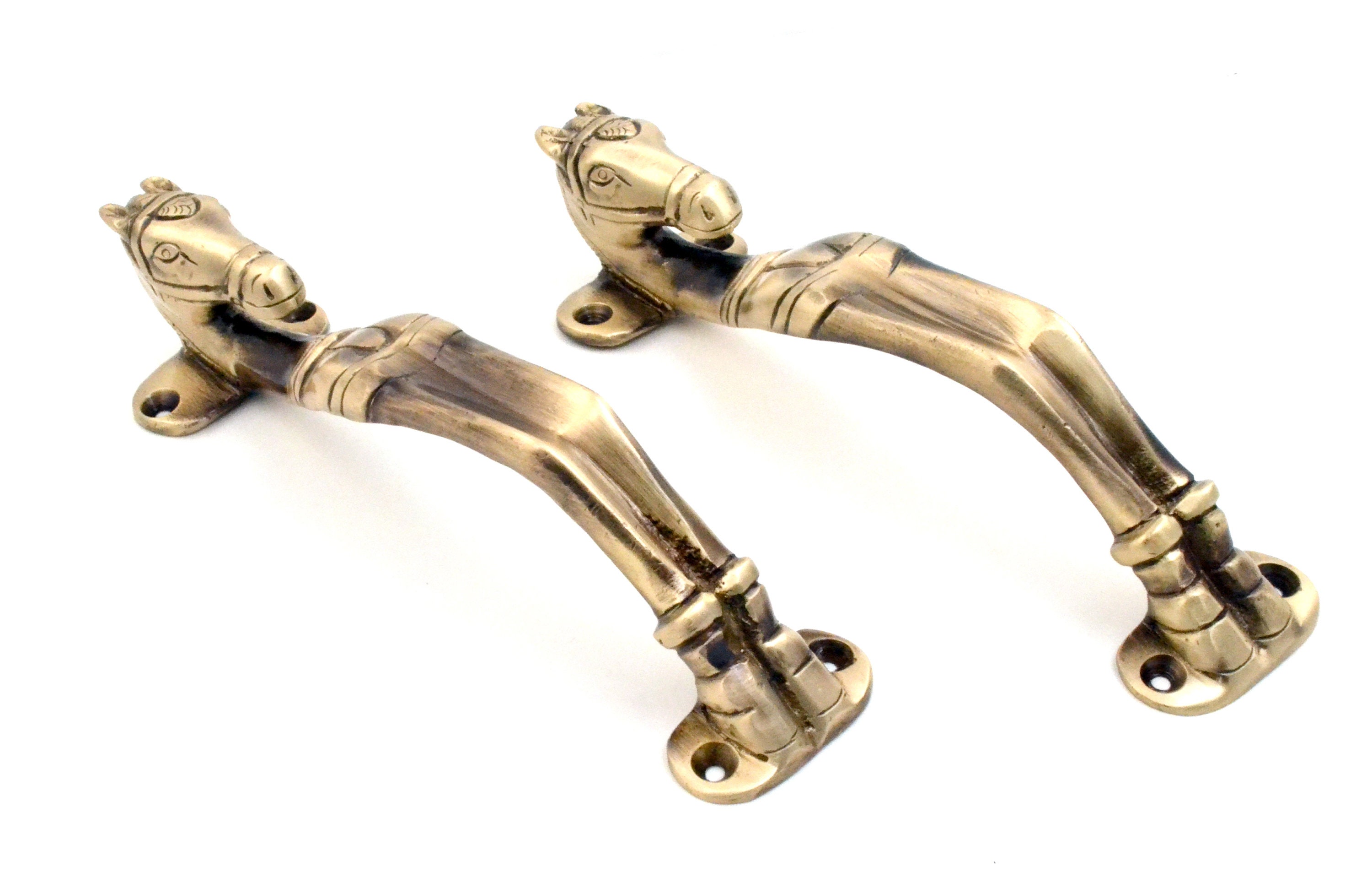 Horse Head Design Brass Door Handle pack of 2 Handles Etsy