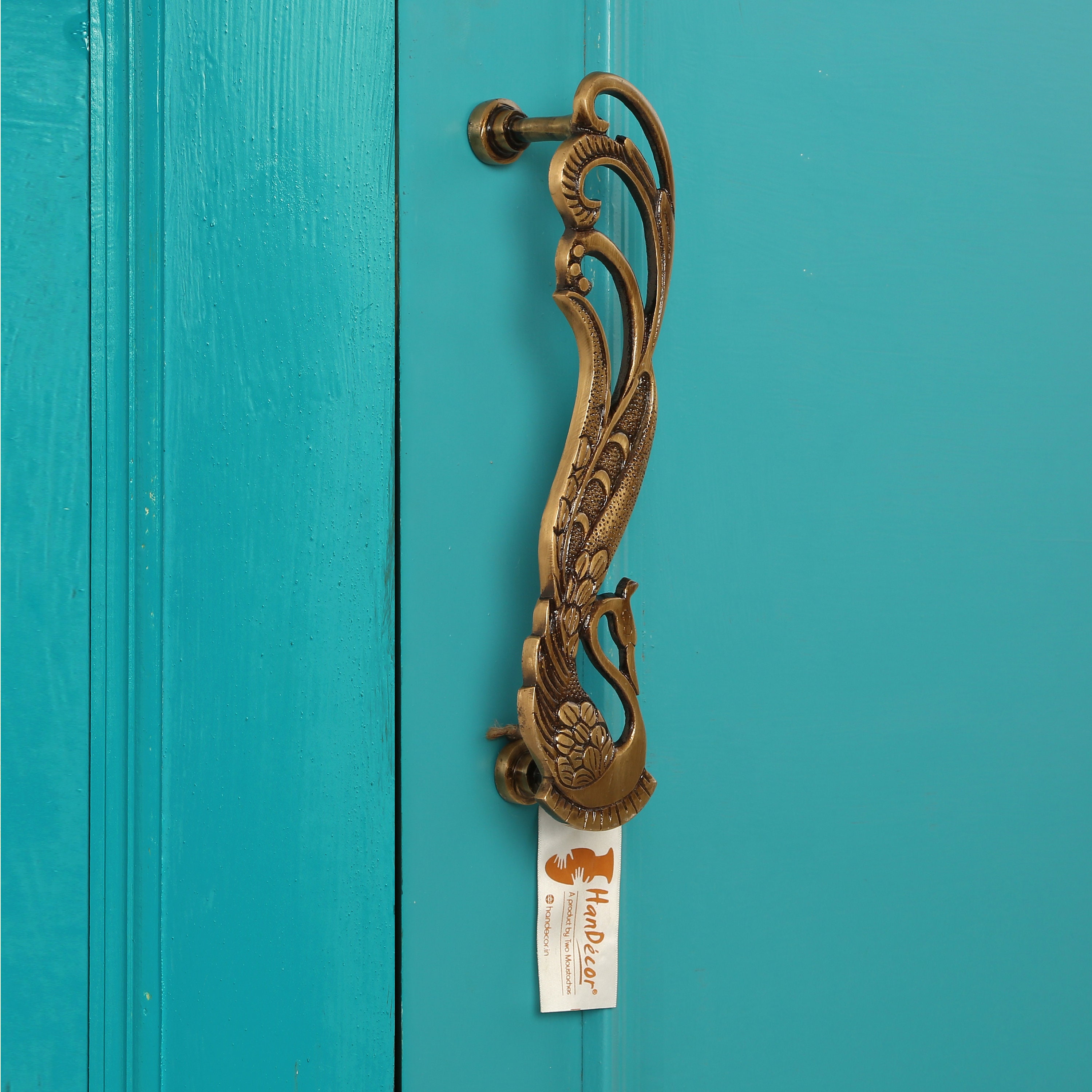 Peacock Design 11 Inches Brass Door Handle Pair Brass Main Etsy UK